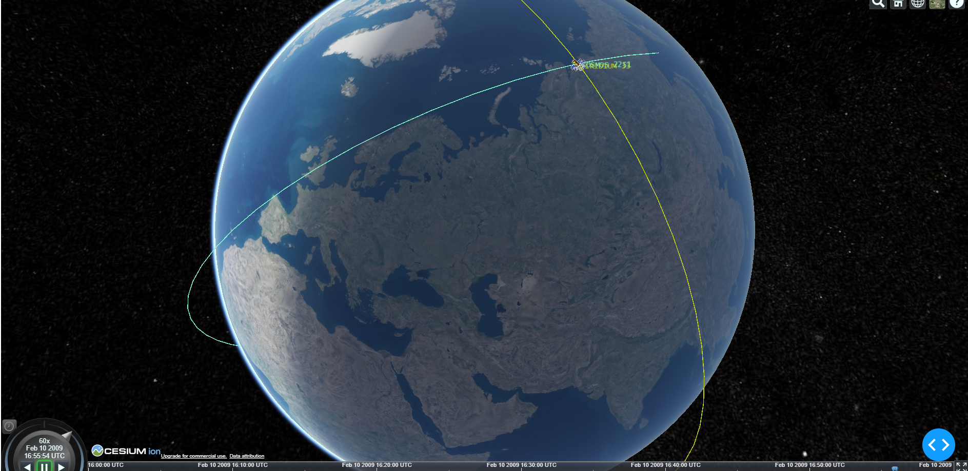 Two satellites intersecting
